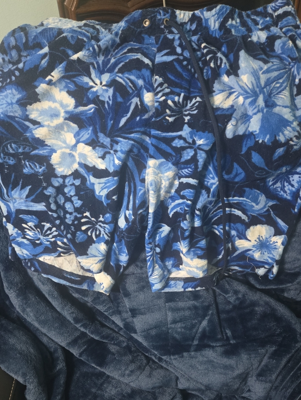 Ralph Lauren Blue Terry Cloth Tropical Lounge Shorts
